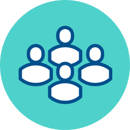 group of people icon with blue background